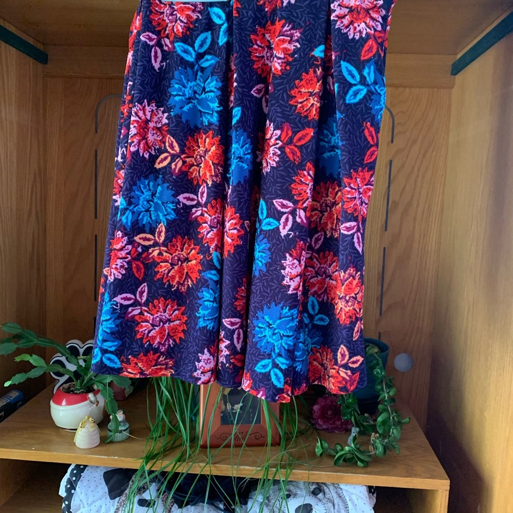 LuLaRoe Floral A-Line Skirt - Vibrant Red, Blue, Pink